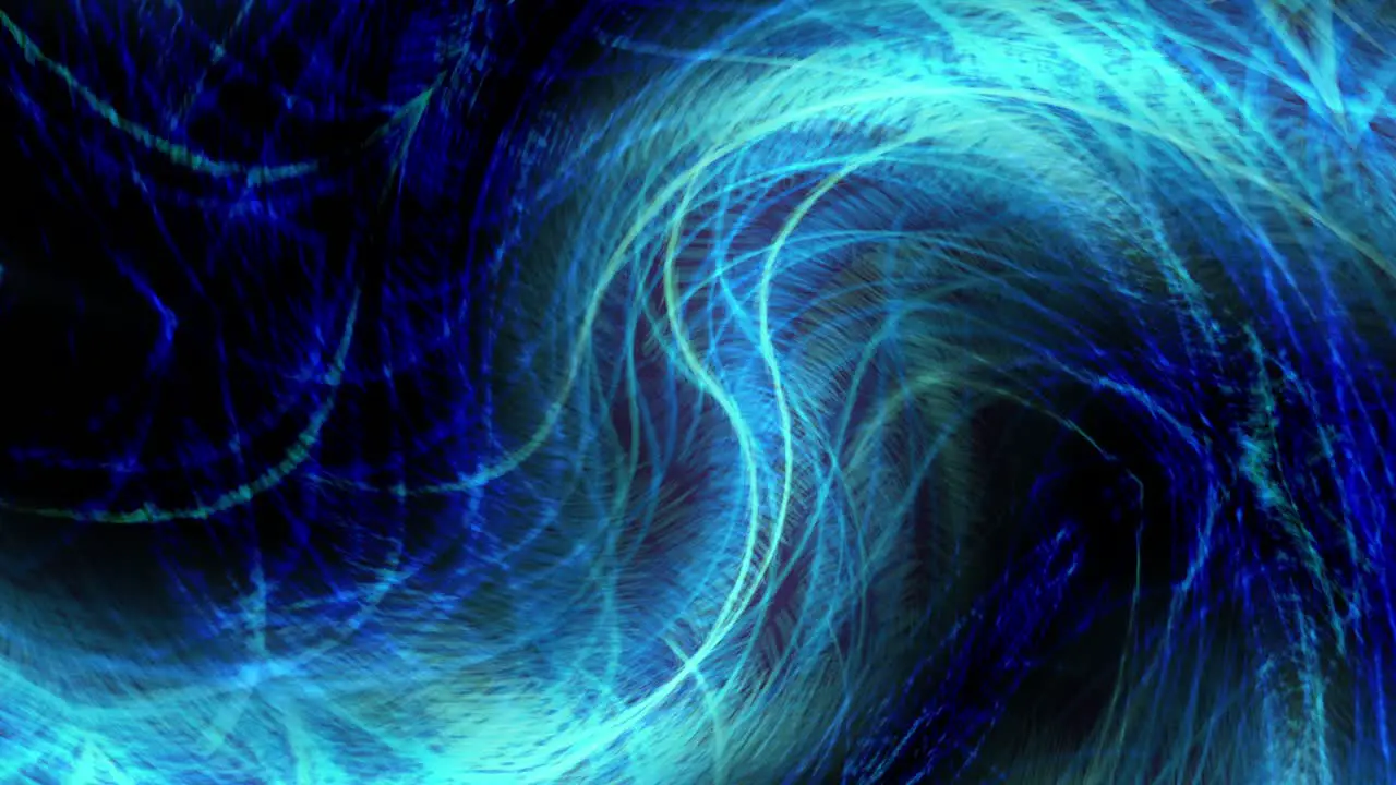 Abstract complex patterns of swirling lines and colours in motion in shades of blue and white