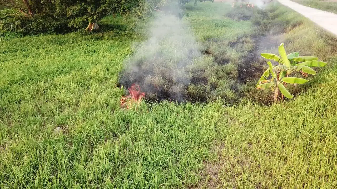 Flame and smoke due to open fire by local farmer