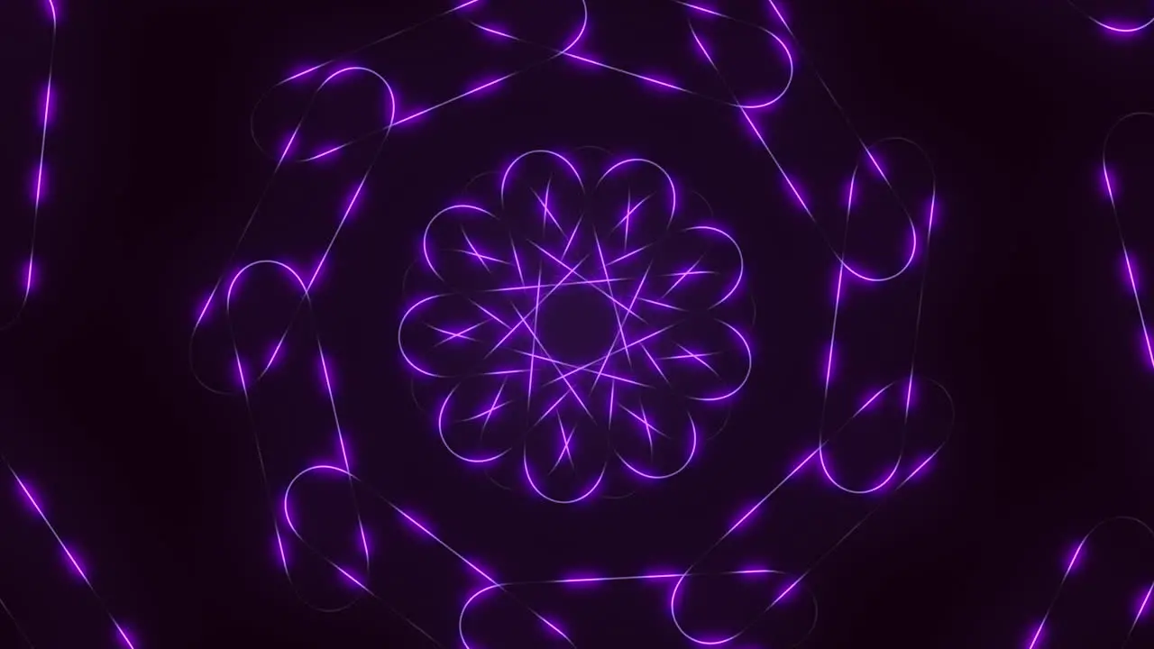 Futuristic illusion neon purple shapes on black gradient