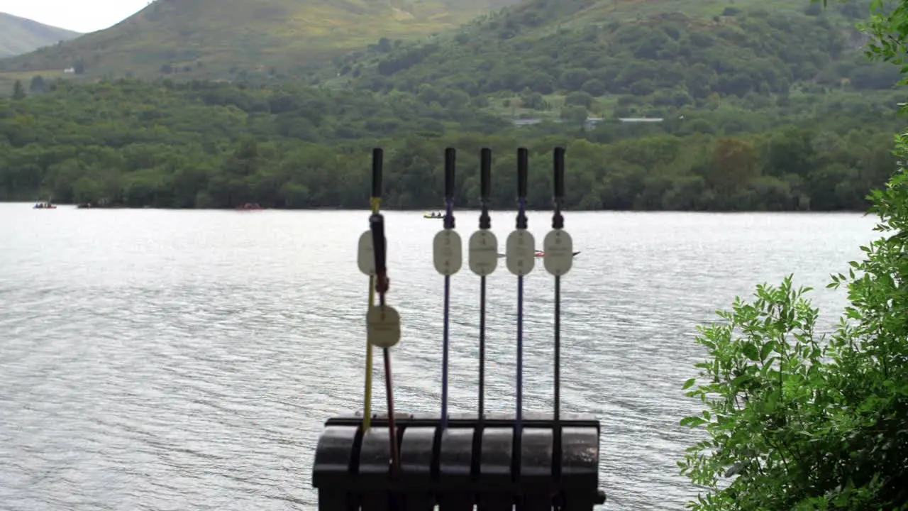 Side View Of Kayaker Man Kayaking Lake District Slow Motion Summer Sports And Active