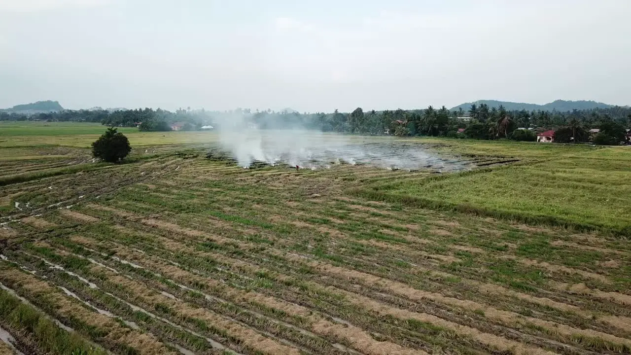 Fly towards open burning field at Malaysia Southeast Asia