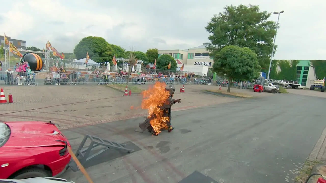 Burning Man Running On Stunt Show Event