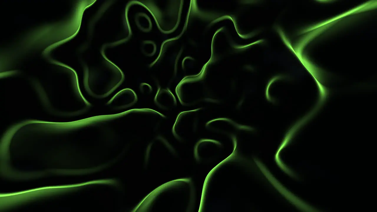 Flowing dark green mystical waves on black gradient