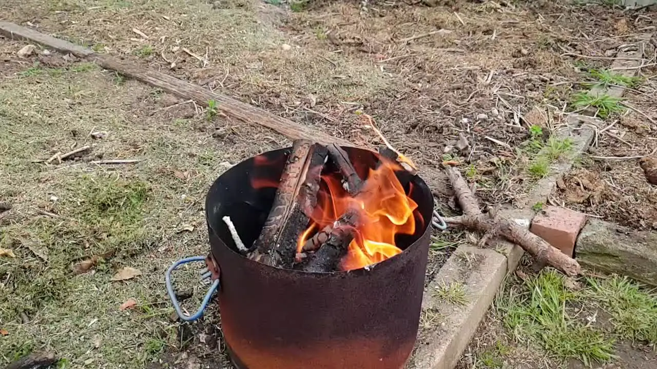 Fire burning in backyard