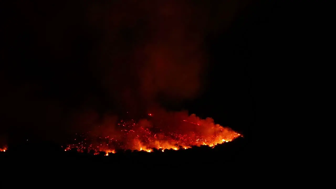 Shot of bright hot lava burning in Malaga Spain at night time