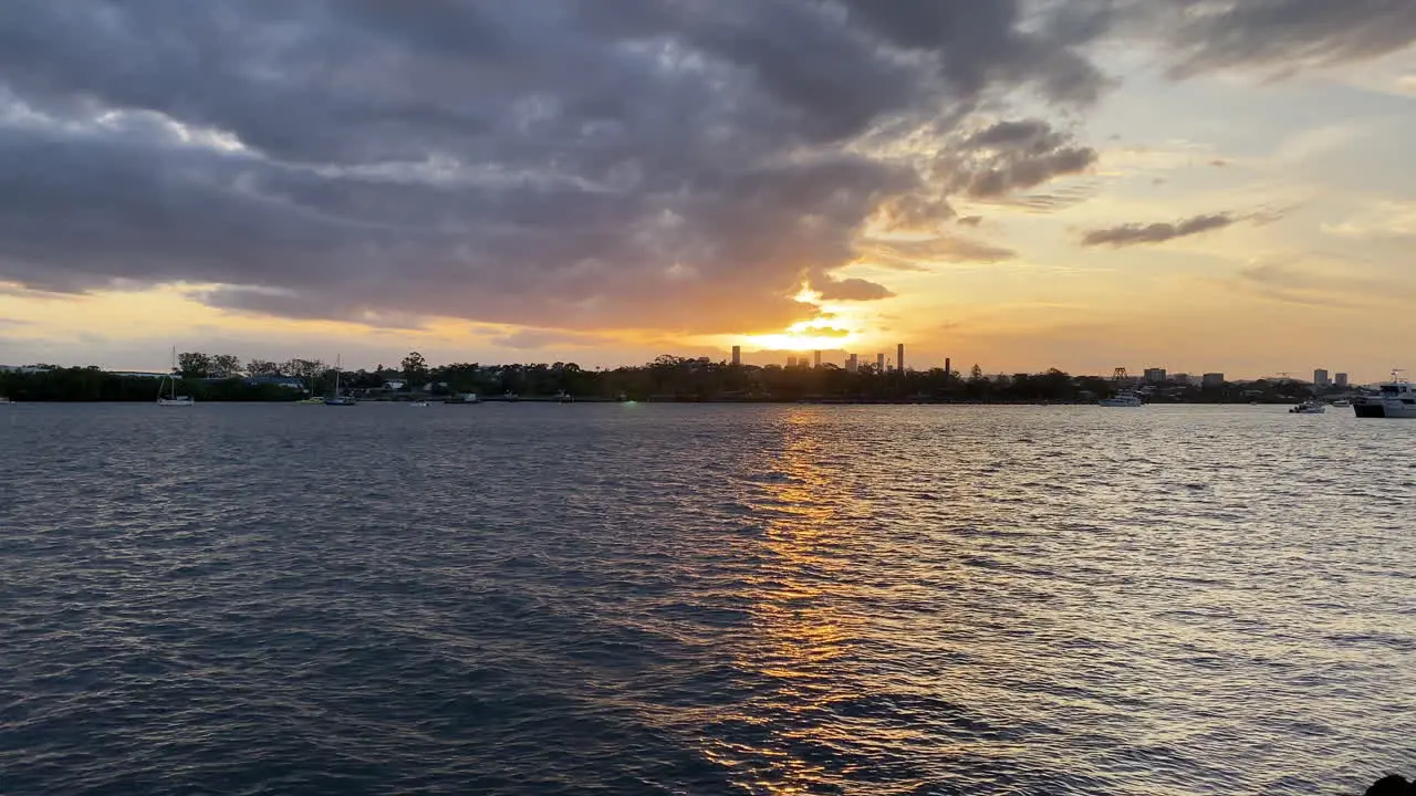 Beautiful Orange Sunset River City Brisbane