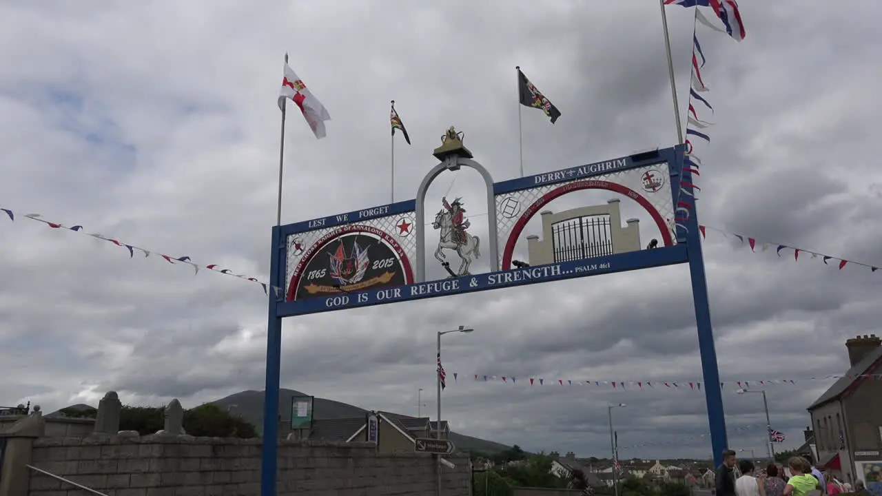 Northern Ireland Orange Arch Over Street In Annalong Zoom In