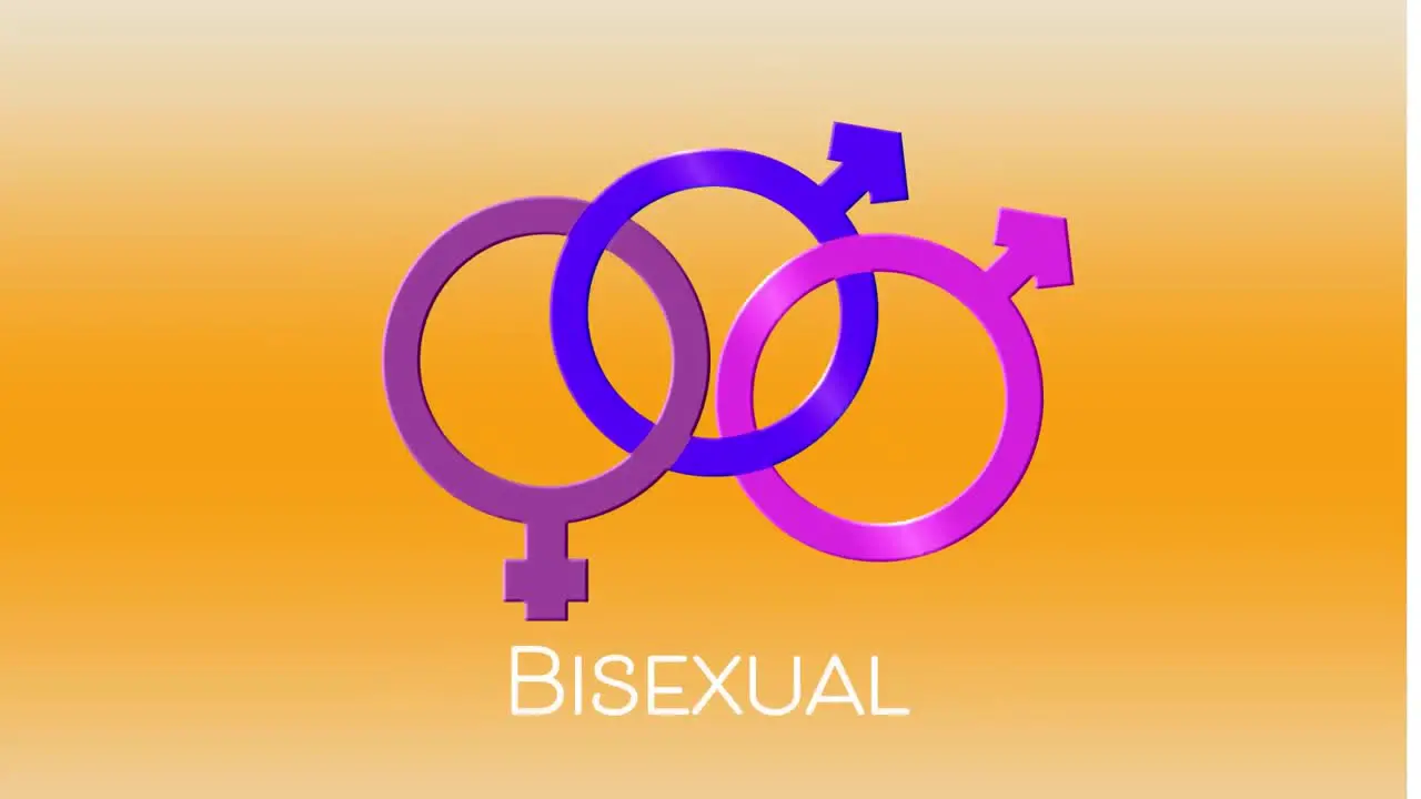 Animation of bisexual gender symbol on orange background