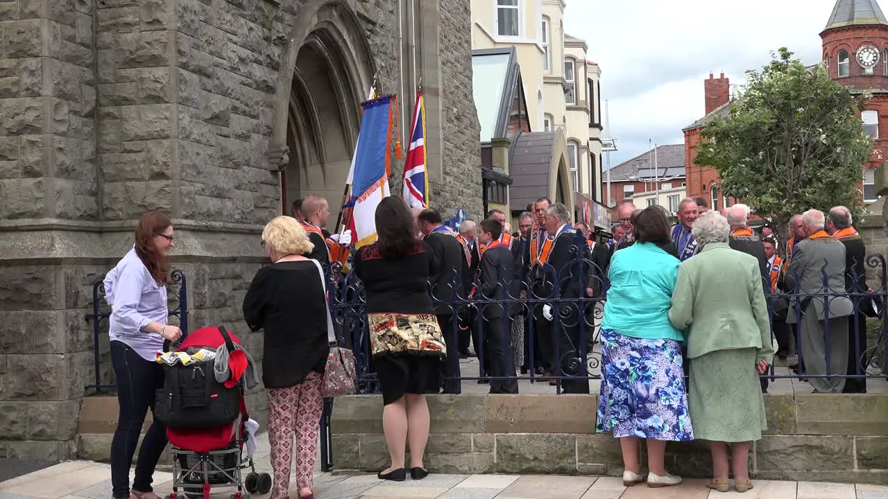 Northern Ireland Orangemen Entering Presbyterian Church 