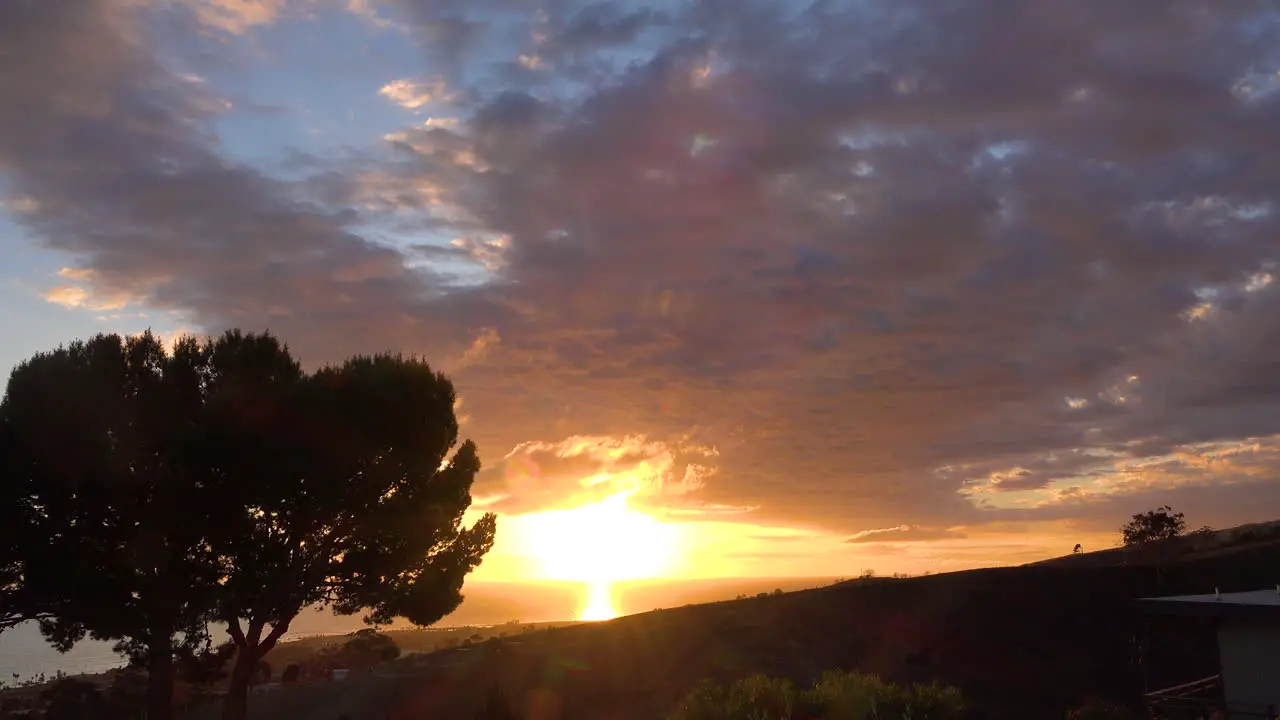 Beautiful time lapse sunset over the Pacific ocean from Ventura California hillside