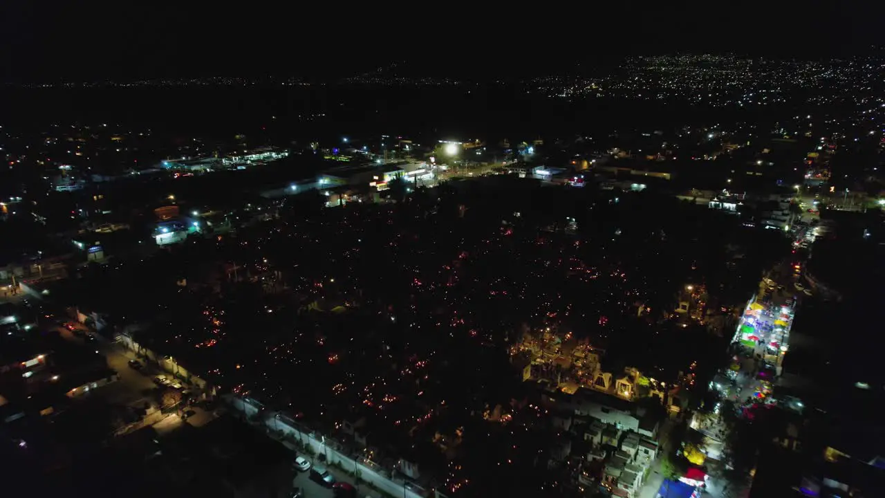 Flying over a cemetery with All saints day