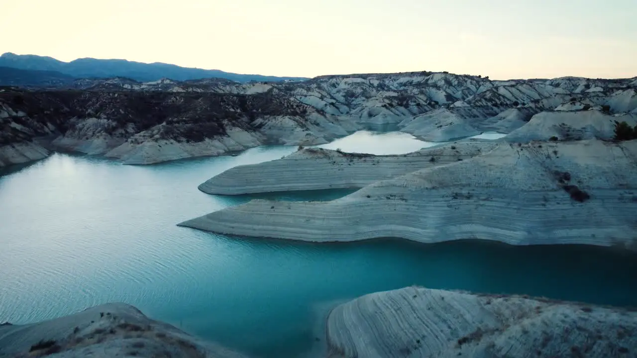 Sunset in the Gebas ravines in the region of Murcia Spain with its canyons and its lake