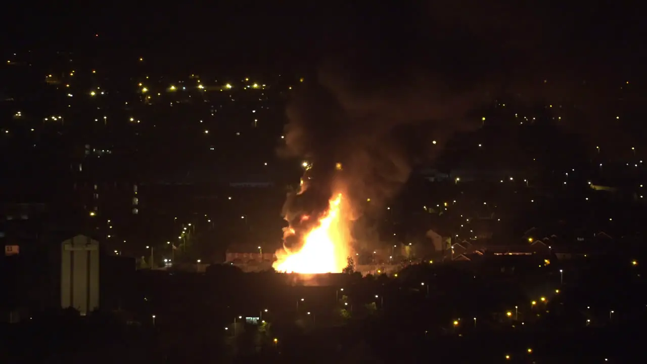 Northern Ireland Belfast Giant Bonfire In West Belfast On Eleventh Night