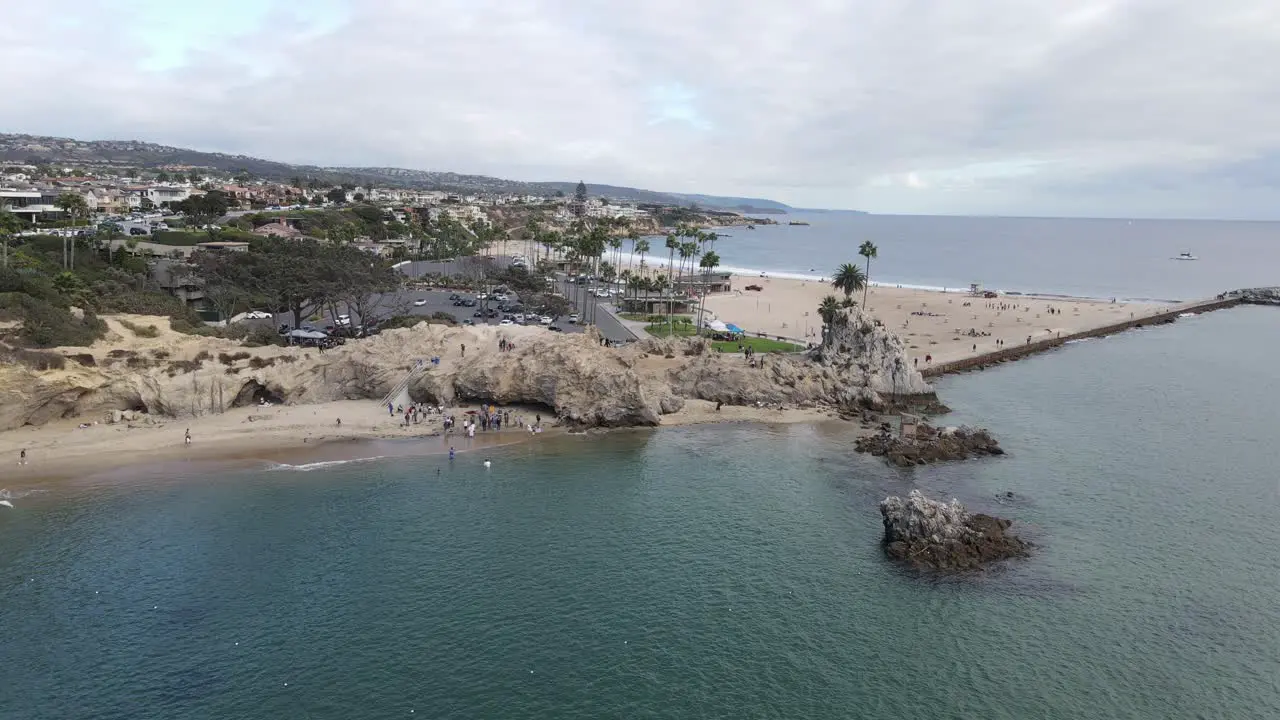 Flying over beautiful white sand beach