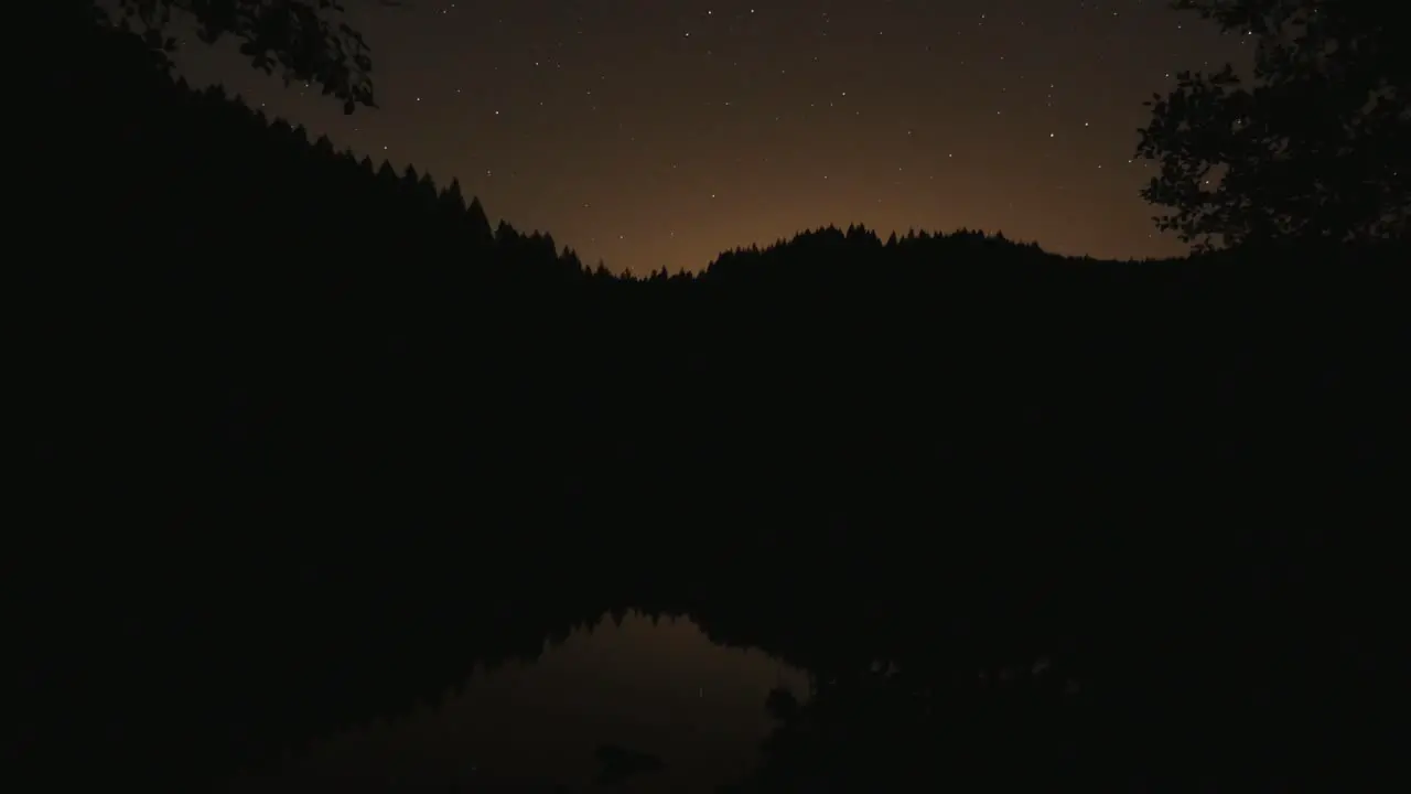 Time-Lapse of Stars Over Lake