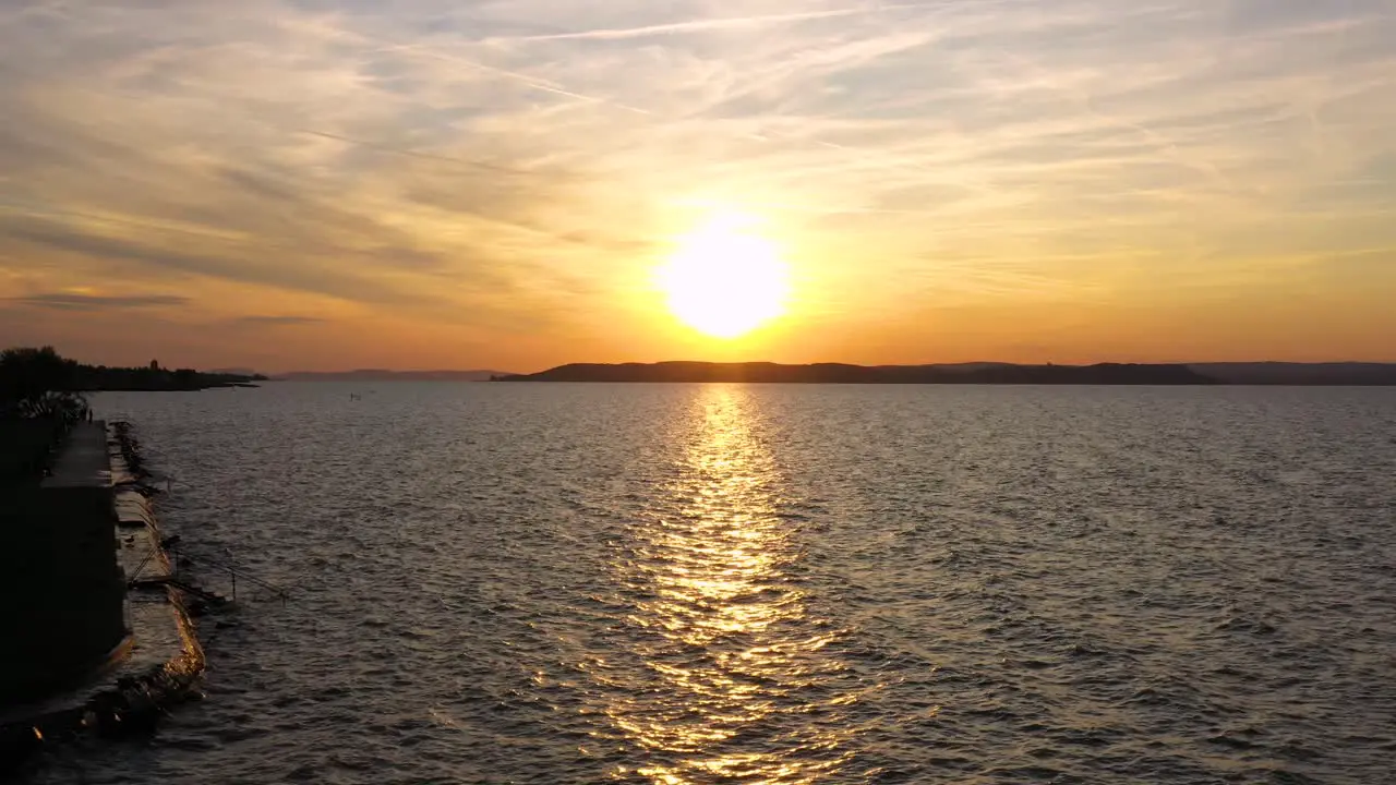 Sunset over the lake Balaton recorded with a DJI Mavic 2 pro drone UHD 4K 30 fps