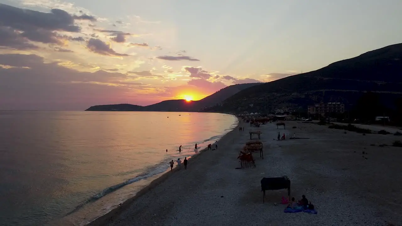 Sunset on the beach in Albania