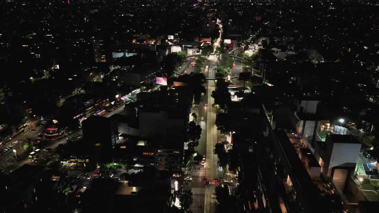 Nighttime drone flight over the Del Valle neighborhood an important and real state area in CDMX