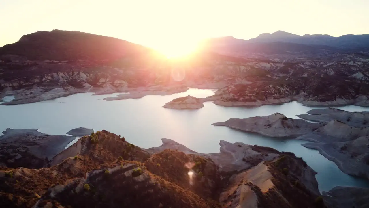 Sunset in the Gebas ravines in Spain with its spectacular appearance reminiscent of a lunar landscape