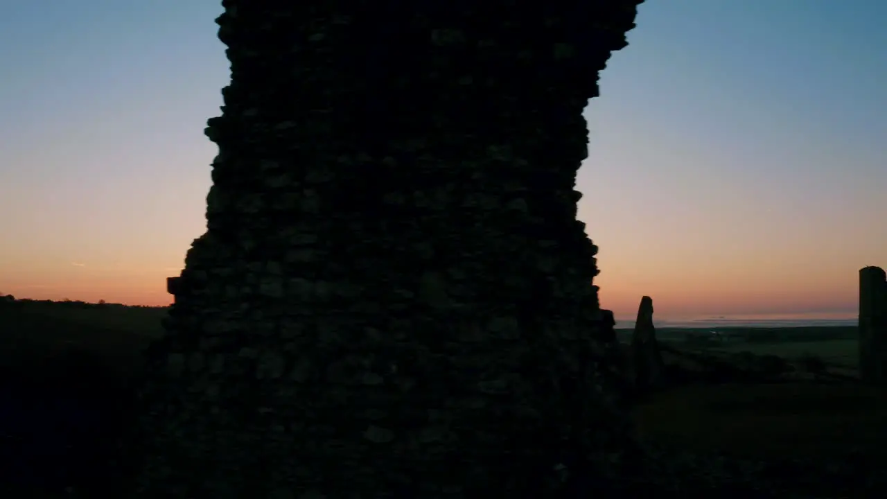 Hadleigh Castle Morning Dawn Wall tower pass to left