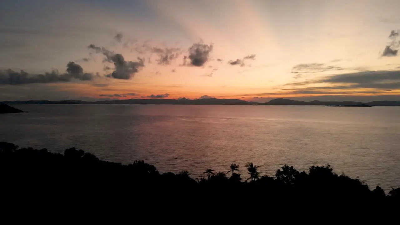 4k Most Beautiful Sunrise Drone Aerial View Silhouette Tropical Paradise Beach Sunset Indonesia Riau Archipelago