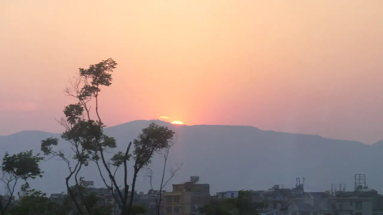 Sunset view from train window in Kunming China