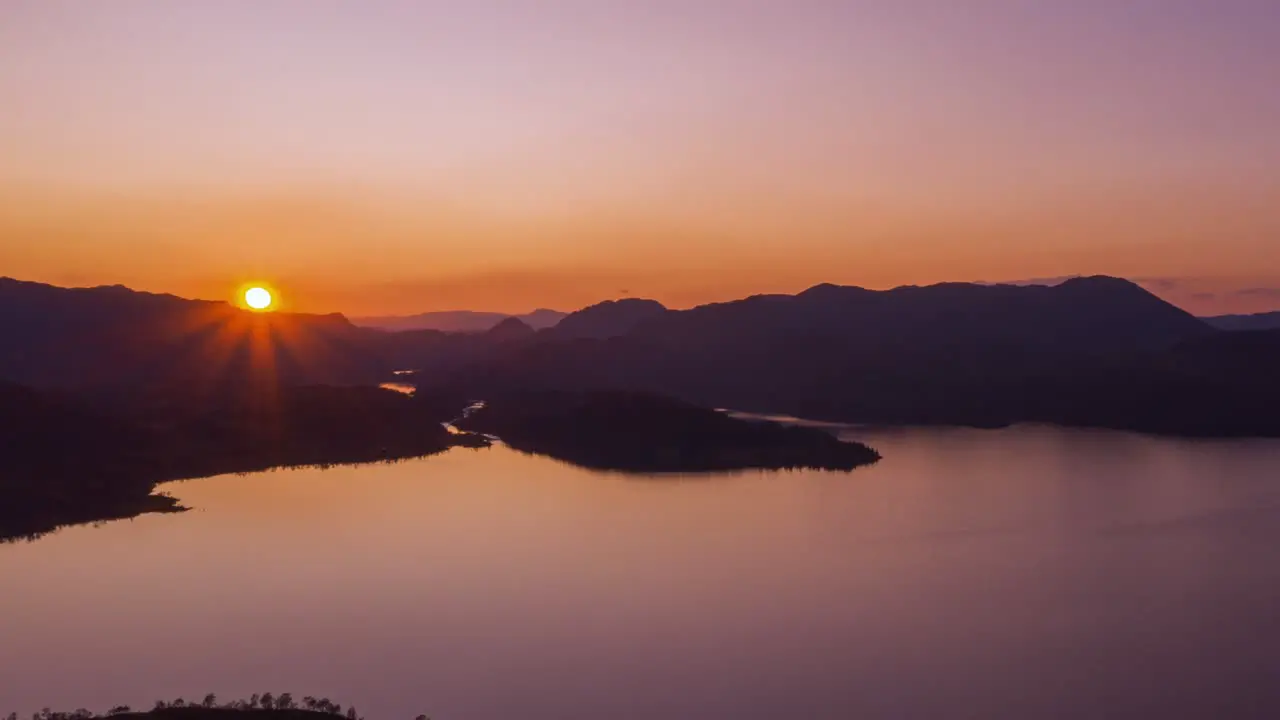 Beautiful autumn sunrise over the Kjelavant lake