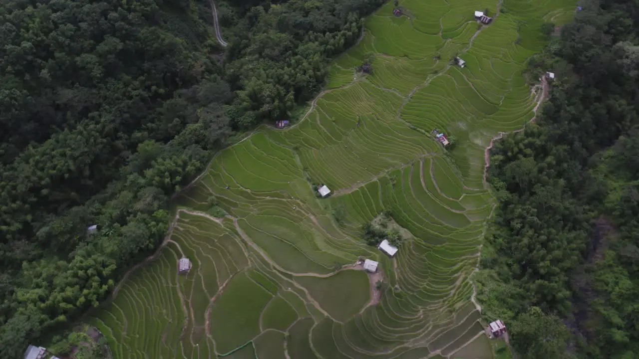 Cinematic aerial view of hill station