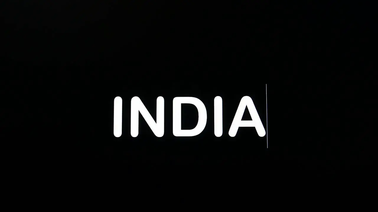 Encoding the letters of India in uppercase and boldface as shown on a black background of the computer screen