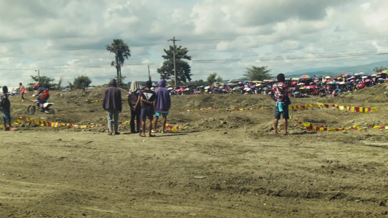 Participants of different categories from the anticipated Motocross Competition practice before the games begin