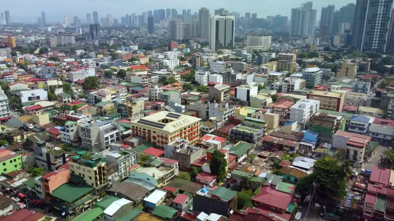 Congested Makati downtown outskirts under polluted air contamination