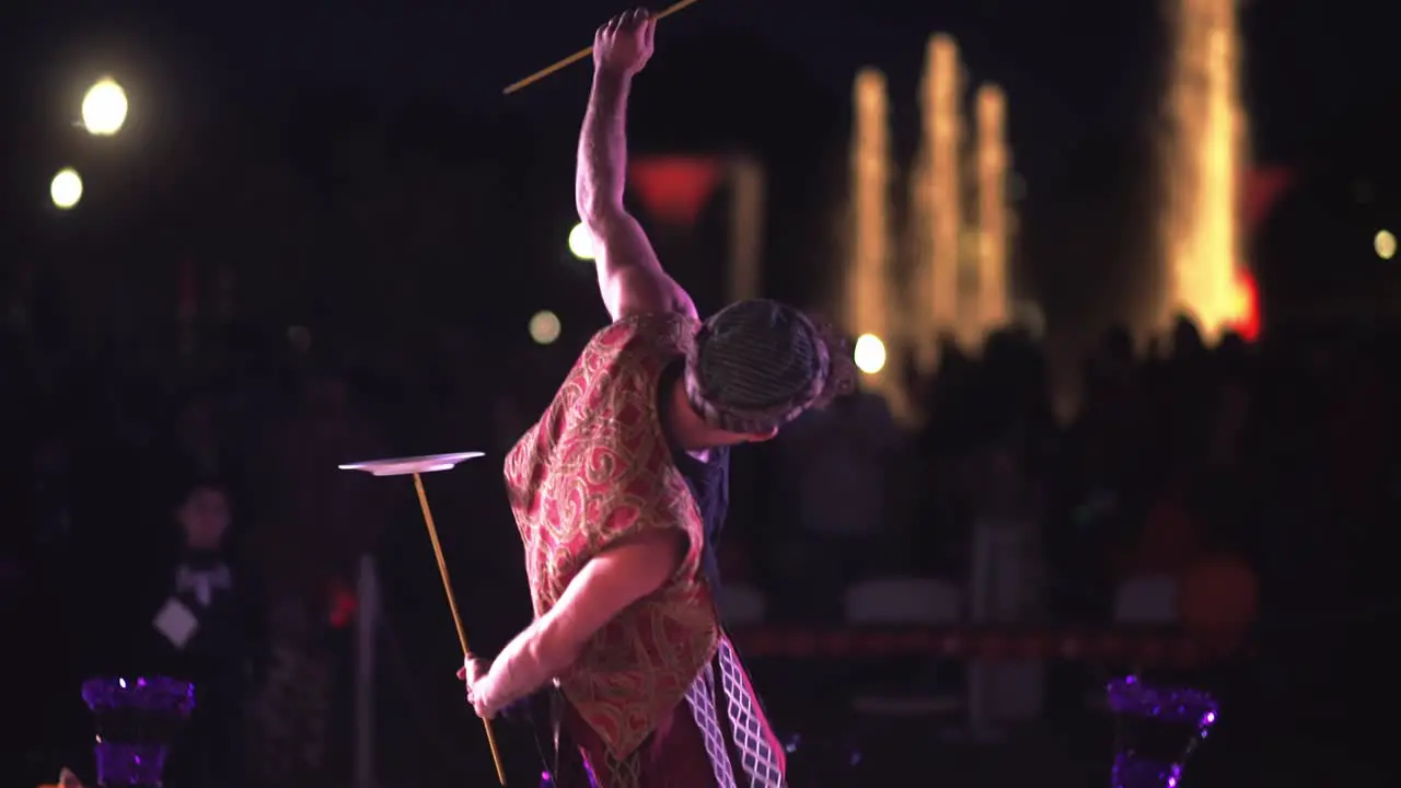 Plate spinner at outdoor festival