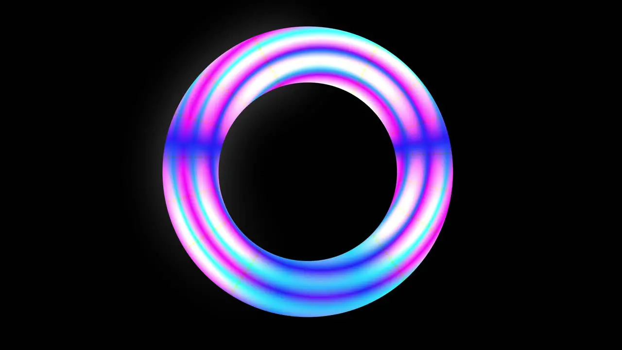 Seamless loop spinning psychedelic ring on black background