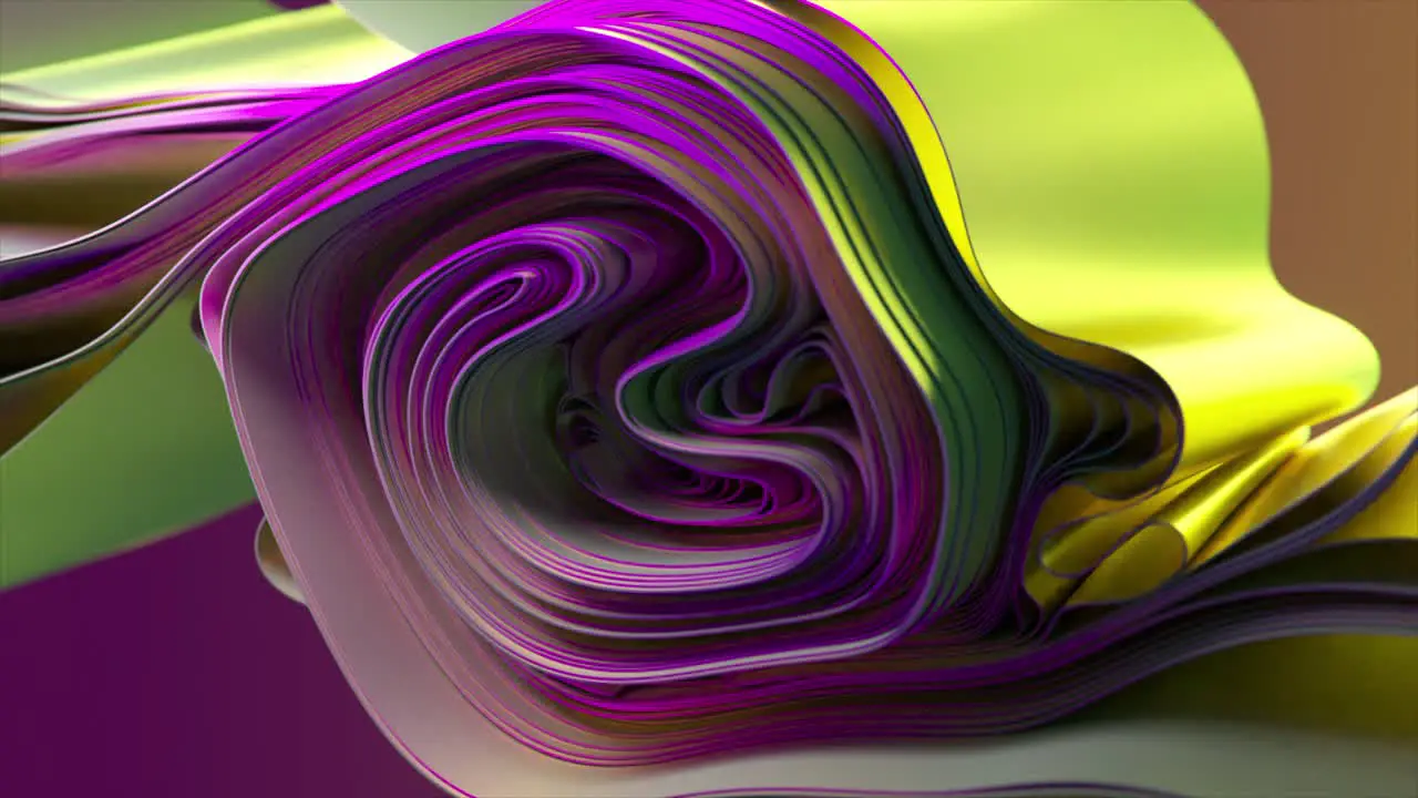 A 3D Ribbon Flows in a Gradient of Purple and Green Evoking a Sense of Dynamic Elegance 3D Animation