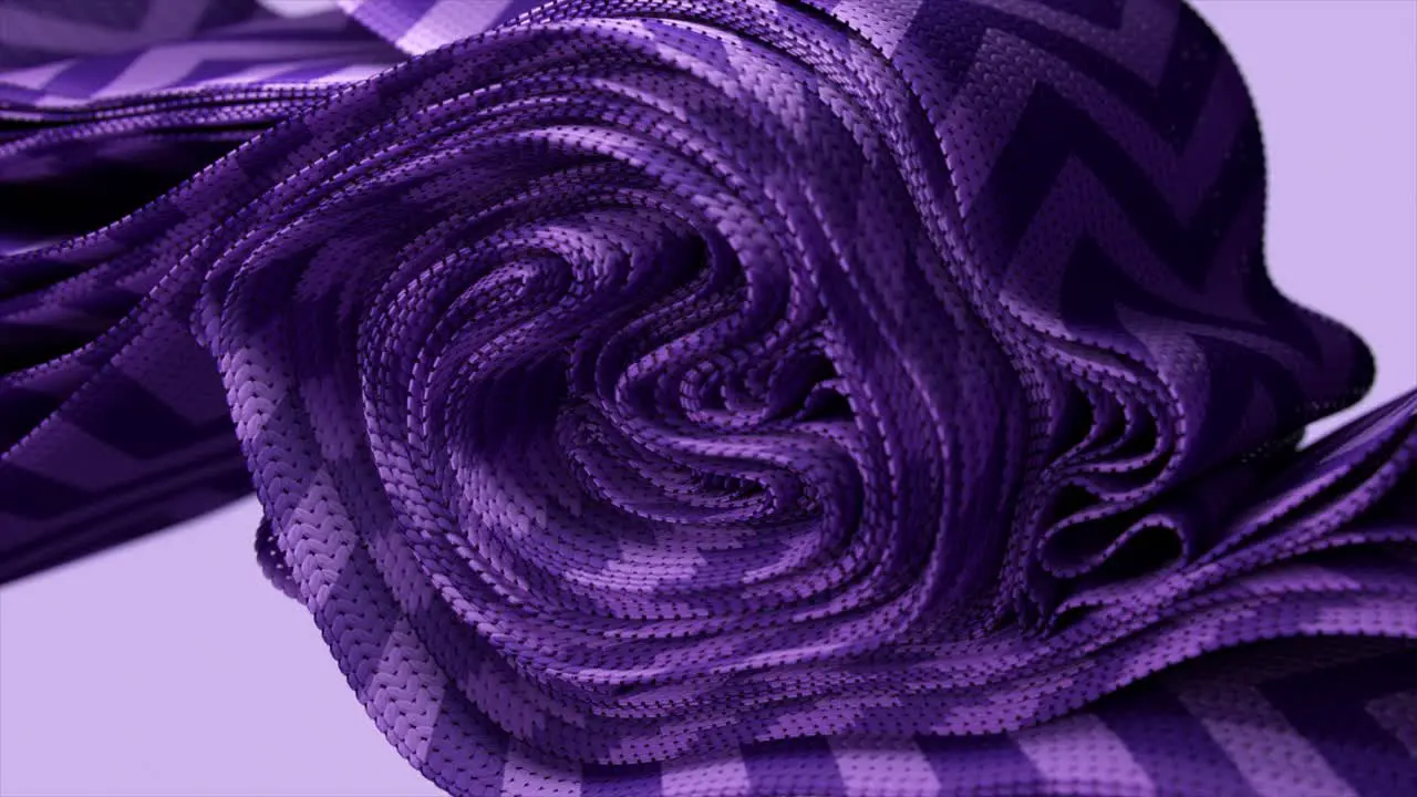 Violet 3D Fabric Swirls with a Textural Weave Exuding a Cool Contemporary Vibe 3D Animation