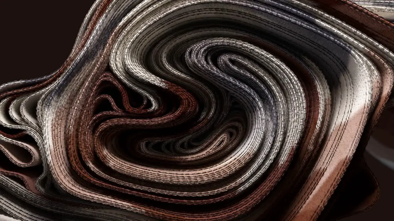 Abstract 3D Wave of Intertwined Fabric Textures in Earthy Tones 3D Animation