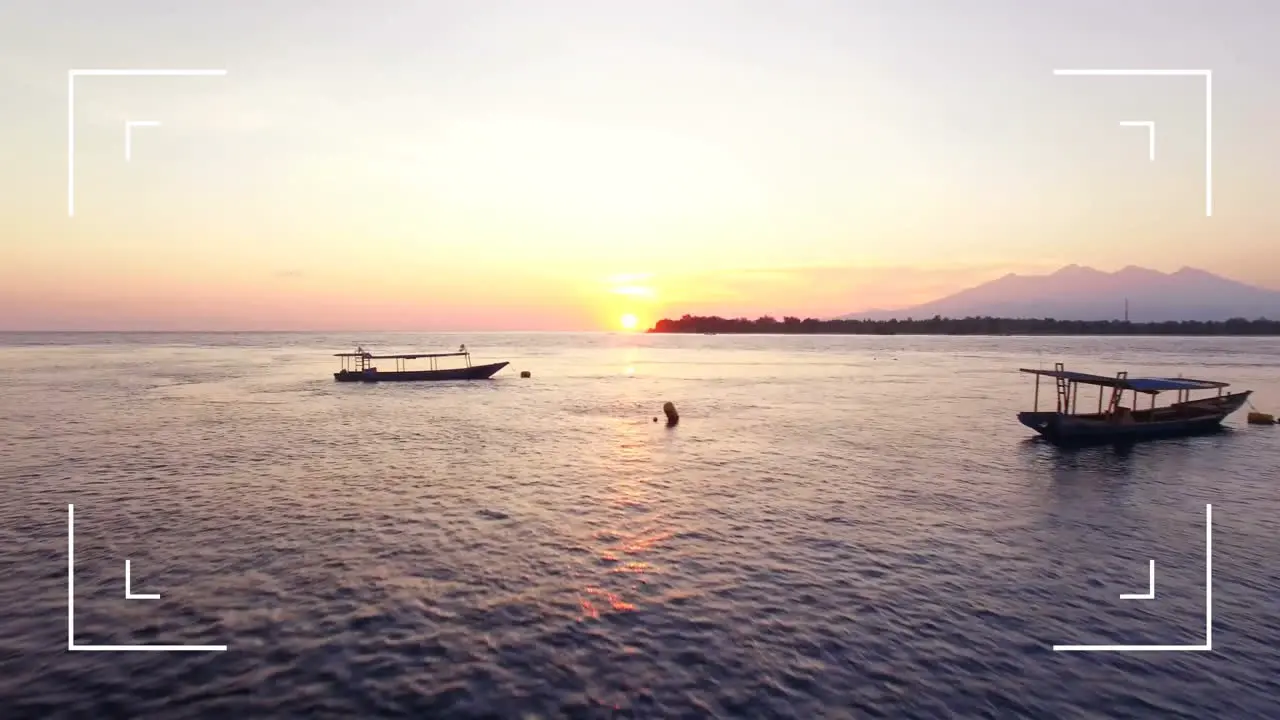 Animation of white frame over boats on sea