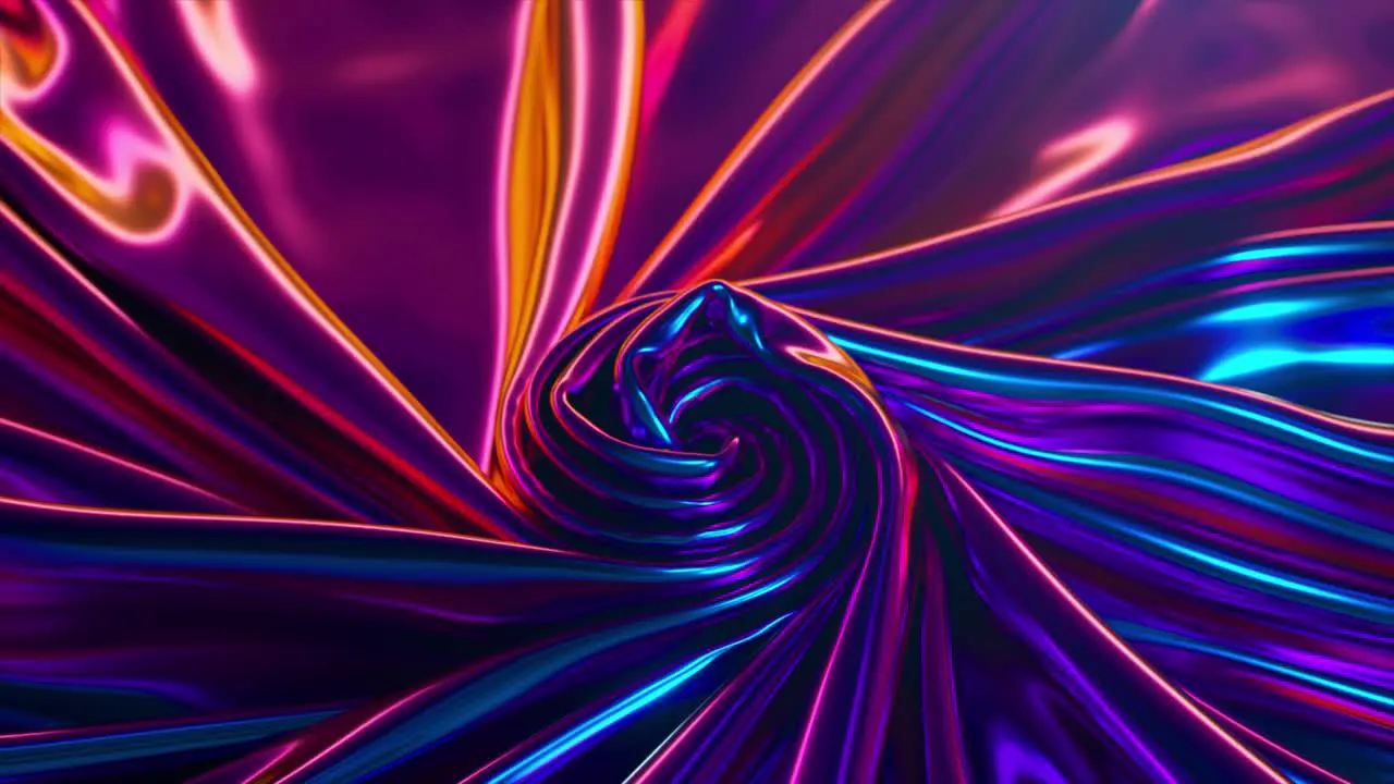 A Vivid 3D Whirl of Neon Fabric Radiates Electric Purple and Hot Pink Hues 3D Animation