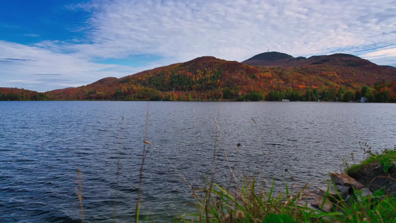 Pan Timelapse by a lake in front of a mountain