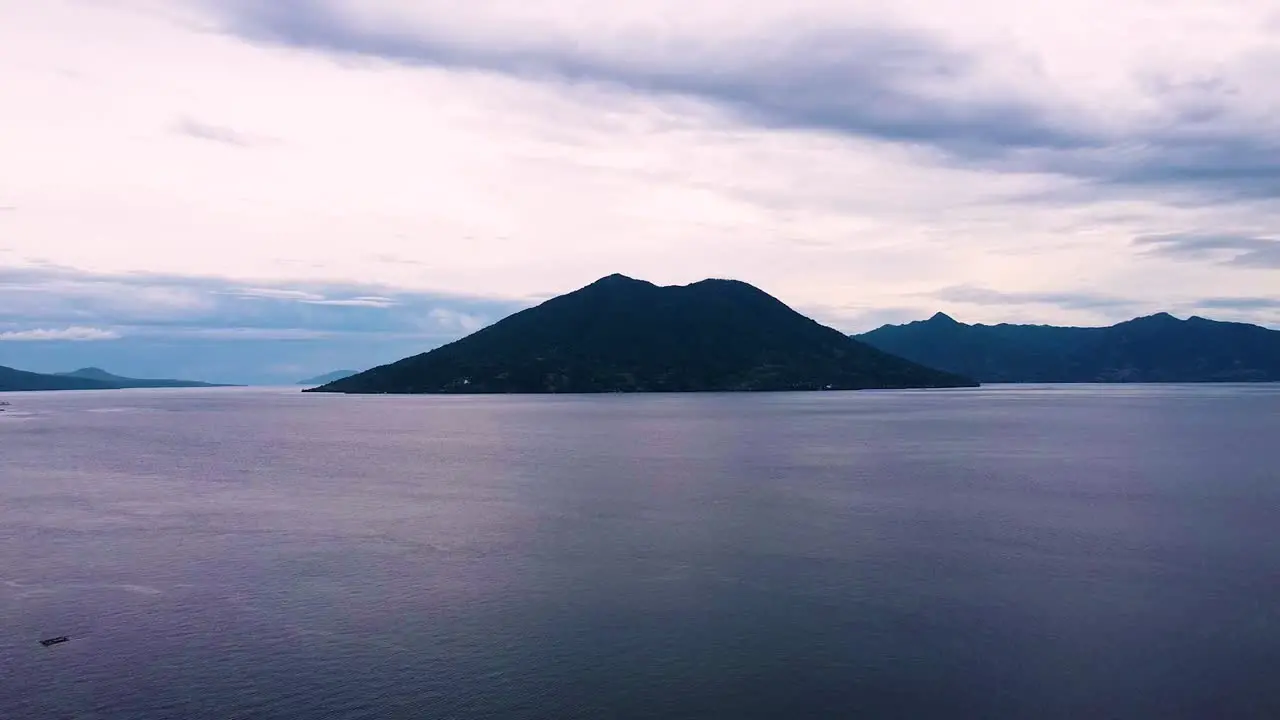 Aerial drone view of Indonesian tropical island of Pulau Pura in Alor Island East Nusa Tenggara Indonesia