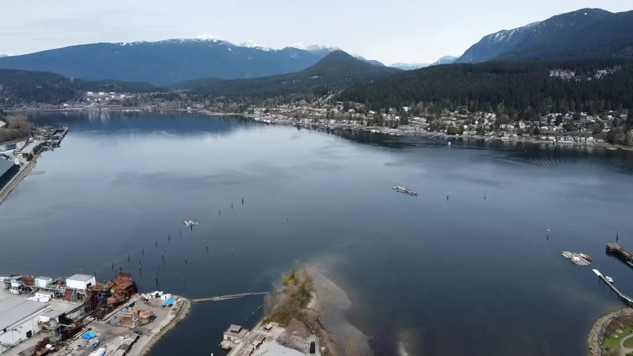 Drone Footage Lake by the mountains Aerial View