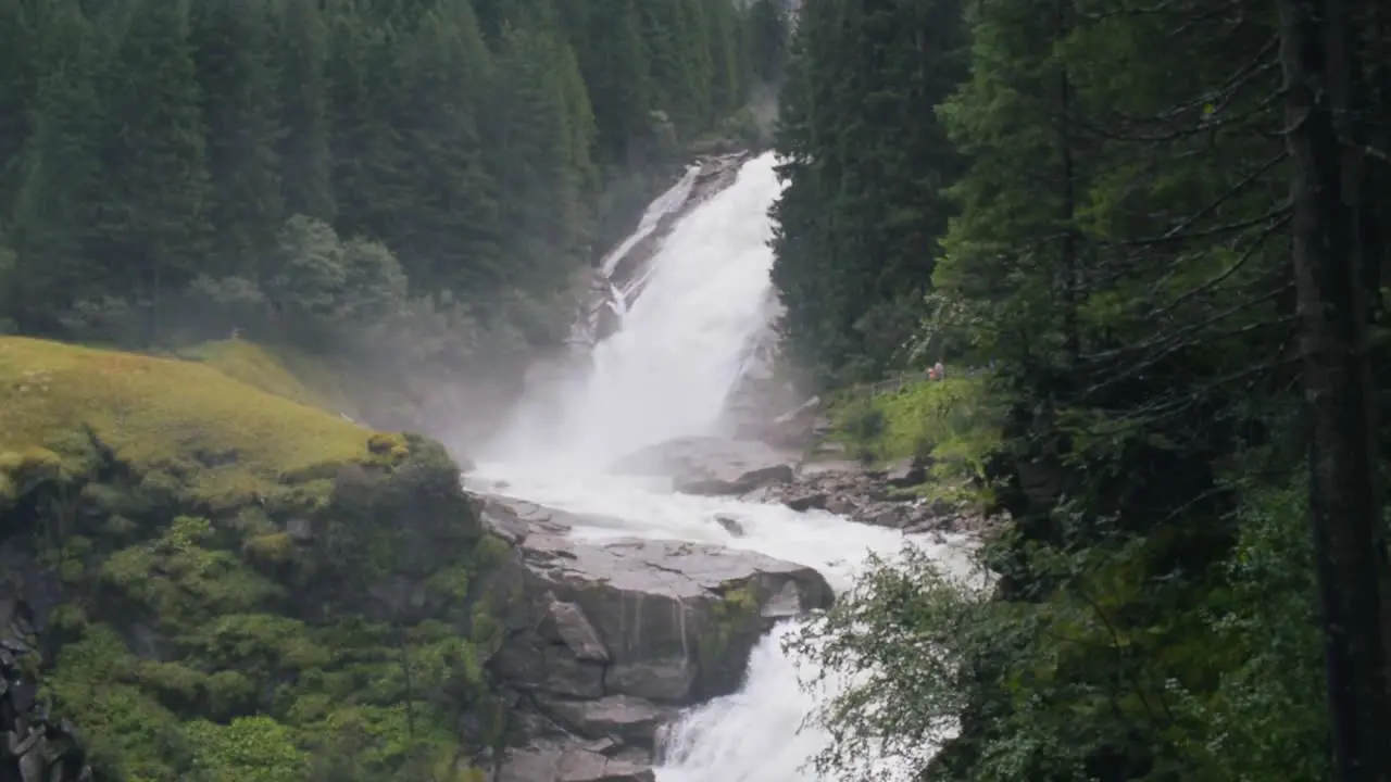 Small waterfall in Austria with a steady camera movement to the right side