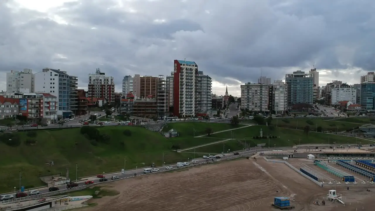 360 view from the city and the beach from a drone