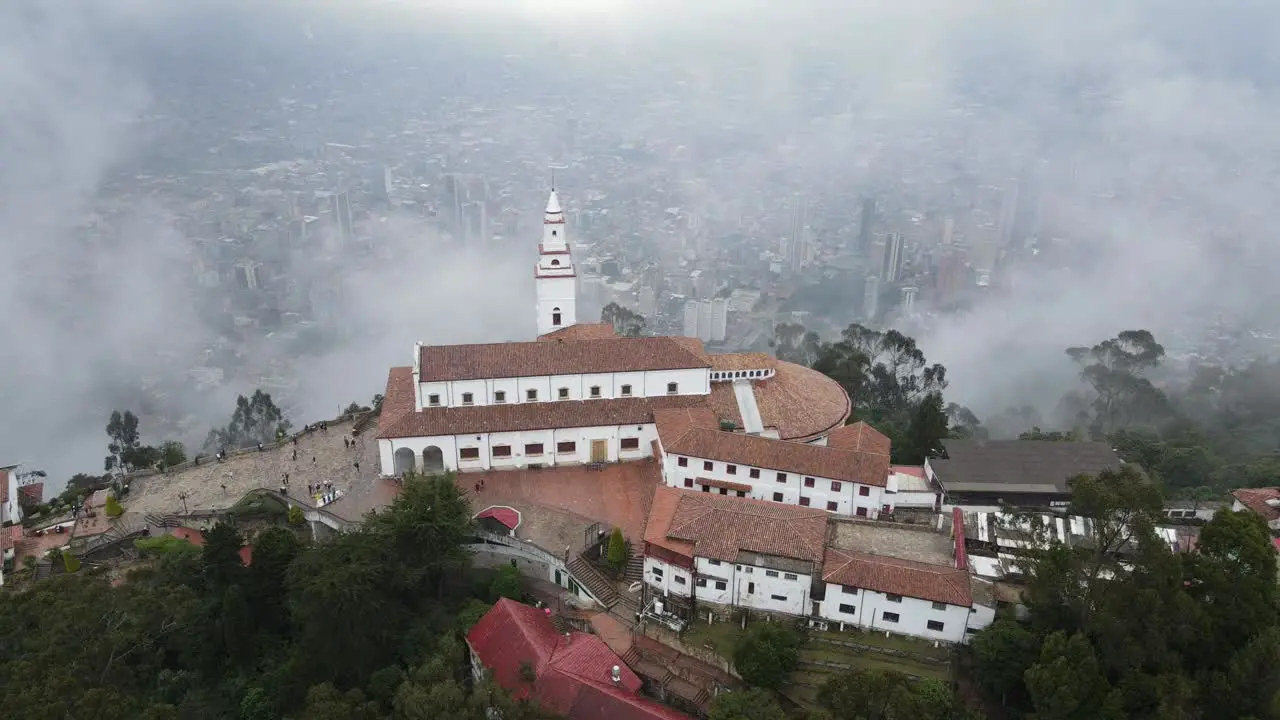 Aerial shot of Cerro de Monserrate in bogota Colombia