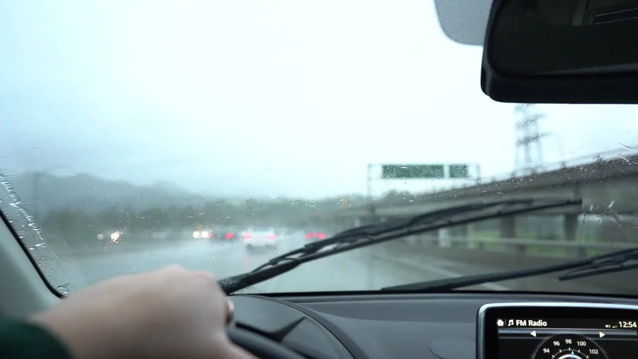 Driving down freeway Rainy Drive