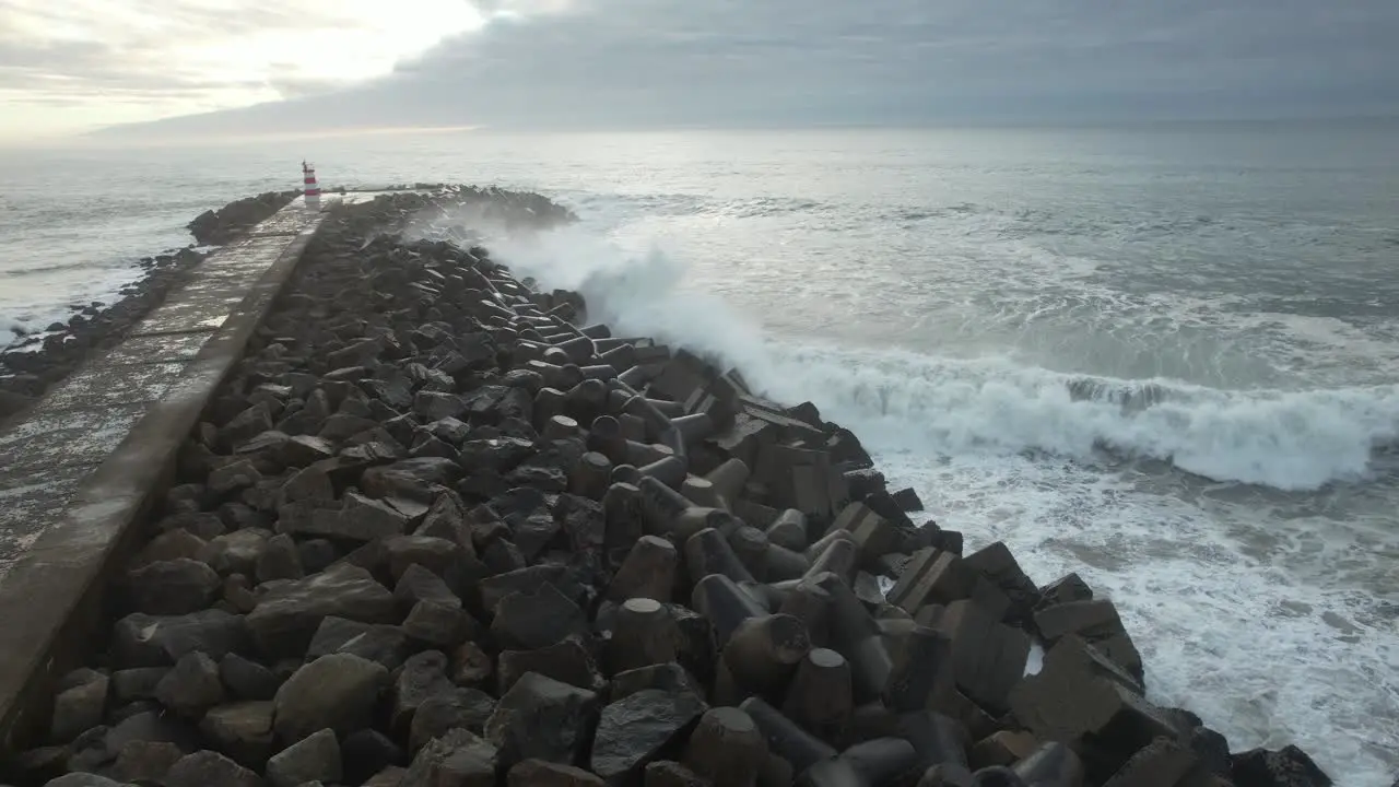 Sea Waves Explode On The Rocky Shore