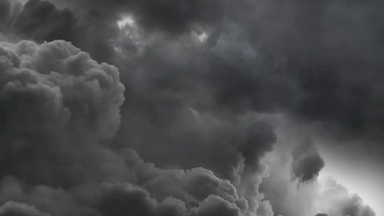 4k flying through dark cumulonimbus clouds and stroms