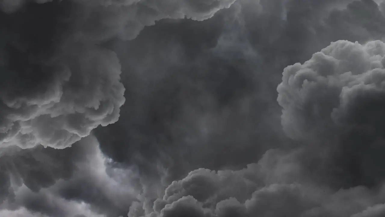 view of dark cumulonimbus clouds and thunderstorms 4k