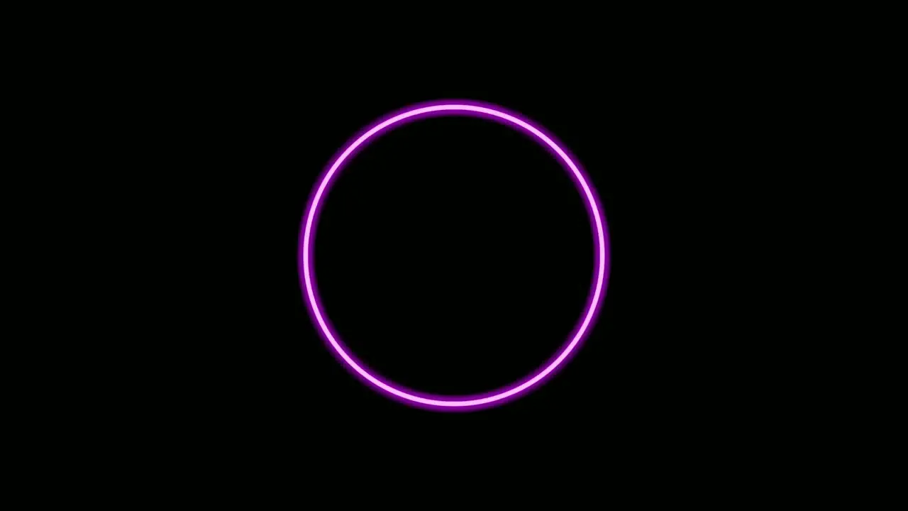 Multicolored Neon light circle border animation on black background