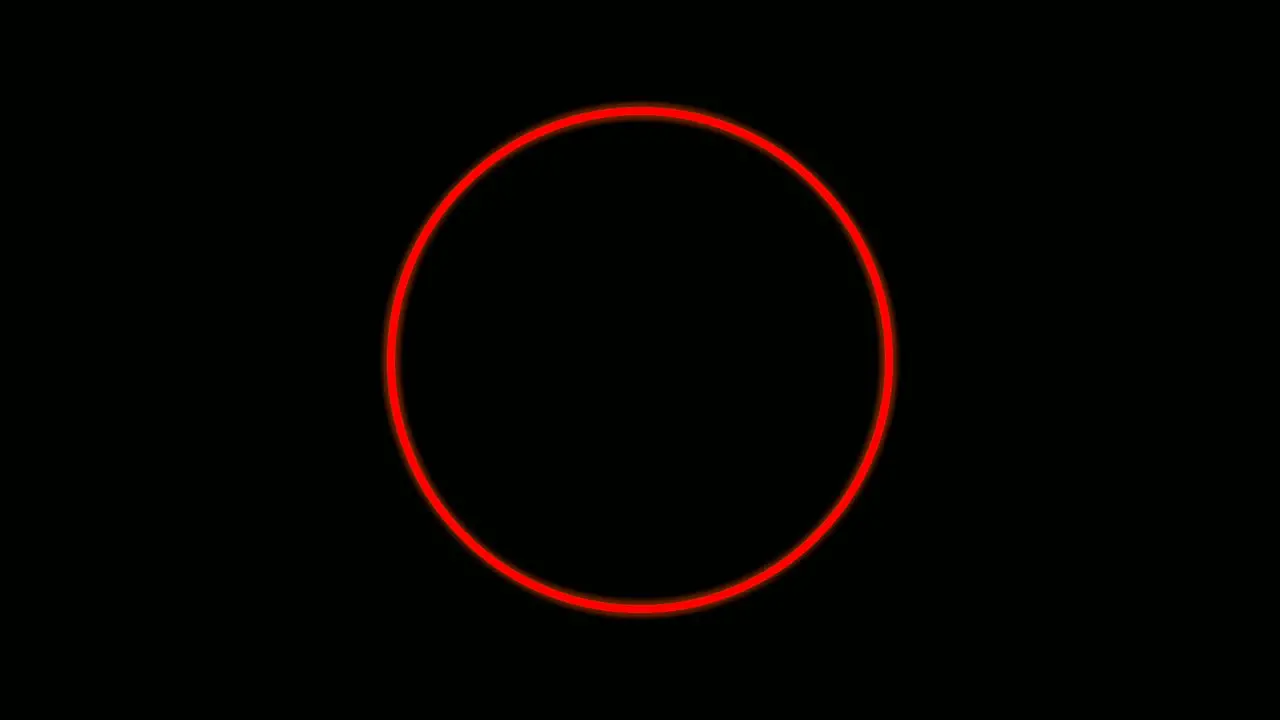 Neon red yellow color light circle border animation on black background